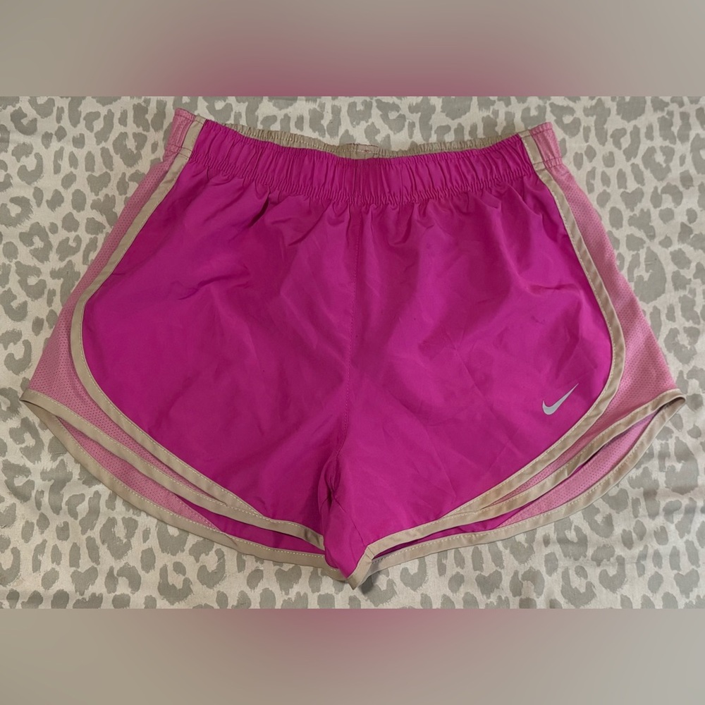 Nike Women's Fuchsia and Beige Dri-fit Tempo Shorts